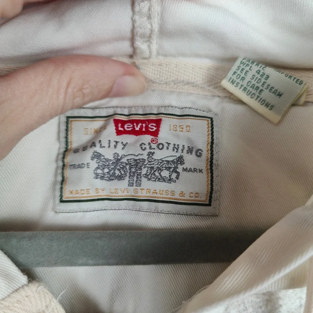 Levis‎ Mens Vintage Hooded Henley Pullover Oatmeal Cream XL Heavyweight Hoodie
